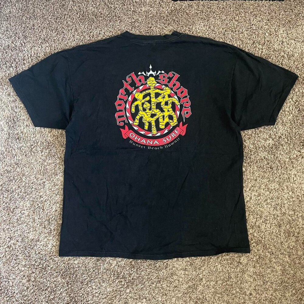 Vintage Hawaii North Shore Graphic T-Shirt Black XXL Y2K Grunge Surf Skate